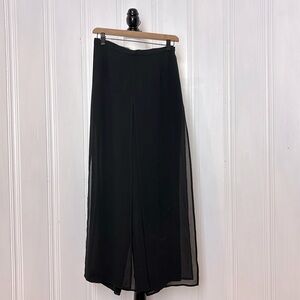 LAURA PETITES Elegant Black Chiffon Wide Leg Evening Pants